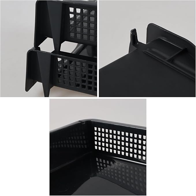 6 Pack Stackable Letter Trays, Plastic File Organizer Tray, Desktop Document File Paper Organizer, Black