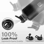 Insulated Water Bottle | Thickened Stainless Steel Vacuum Metal | Portable Sports Half Gallon Large Water Jug for Gym and Hiking with Straw, Carrier Bag, Handle Strap | BPA-Free 64 oz