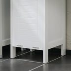 Haotian Small Tilt-Out Laundry Hamper Cabinet, Skinny Bathroom Storage Cabinet for Clothes Organization with Hidden Basket & Shelf, White BZR122-W