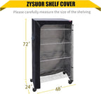 Shelf Cover Wire Rack Shelving Cover 48X24X72,The Two-Way Zipper Design can be Opened up, Down, or All for Easy Access (No Shelves,Black)