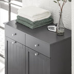 Haotian Tilt-Out Bathroom Laundry Cabinet Hidden Hamper Organizer with Double Baskets and Drawers Storing Unit Storage, Grey BZR33-DG