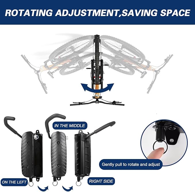 Swivel Bike Wall Mount – Garage Bike Hanger & Space-Saving Vertical Bike Rack for Garage & Apartment, Sturdy Bike Storage Hook Holds up to 66 lbs, Easy Installation & Scratch-Proof Design