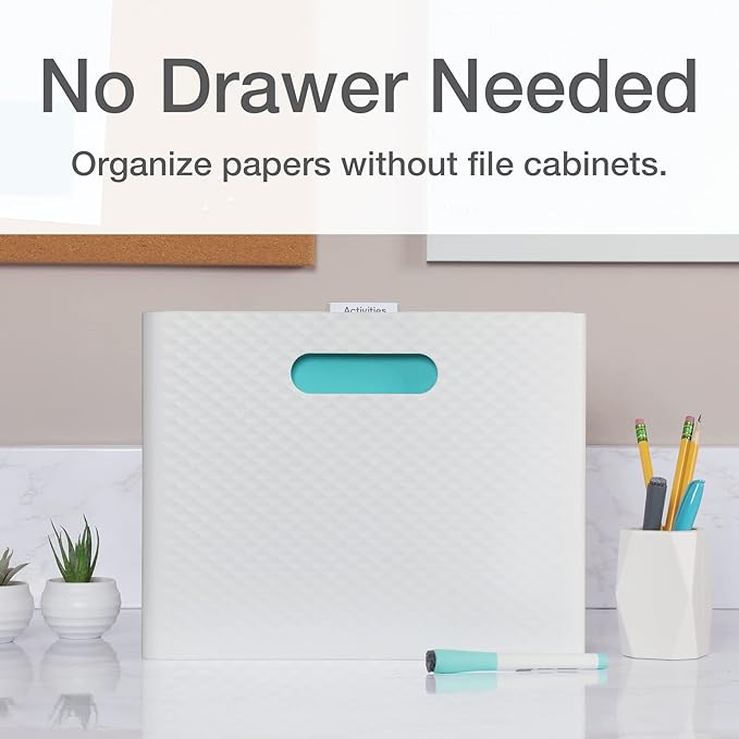 Pendaflex Mobile File Box with Handles, Easy Set Up, Collapse Down and Store Away, 13"W x 10"H x 6.5"D, Holds Letter Size Files, White (126119)