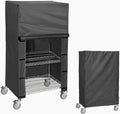 Wire Shelving Cover for Storage Shelf and Wire Rack, 48" W x 24" D x 72" H, Heavy-Duty Dust Cover with Nylon Buckle and Hook & Loop Closure (Black, No Shelves)