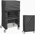 Wire Shelving Cover for Storage Shelf and Wire Rack, 48" W x 24" D x 72" H, Heavy-Duty Dust Cover with Nylon Buckle and Hook & Loop Closure (Black, No Shelves)
