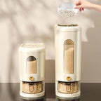 22LB Rice Dispenser, Large Grain Container Storage with Lid Measuring Cylinder Household Cereal Dispenser Bucket for Kitchen Soybean Corn (Beige-22lb)