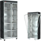 Large Wire Shelving Cover 60" W x 18" D x 72" H – Waterproof Dustproof Heavy-Duty Rack Cover with Clear PVC Front & T-Zipper, Black Oxford for Garage, Warehouse or Basement (No Shelves)