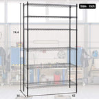PayLessHere | 6-Tier Wire Shelf | 42"x16"x72" | Black | Adjustable Racks | Heavy-Duty Storage Shelves, Holds Upto 1500 lbs | Rust-Resistant, No-Tool Assembly | for Home, Garage Shelving