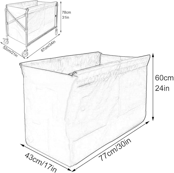 Replacement Liner Bag For Laundry Cart - Removable Liner Bag For Rolling Laundry Basket, Oxford Cloth Storage Bags, Trolley Cloth Bag, Hotel Room Work Trolley Replacement Bag(Blue,77x43x60cm/30x17x24i