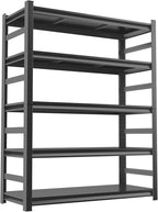 5 Tier Wide Garage Shelving Heavy Duty, Metal Storage Shelves for Garage Organization, Adjustable Utility Shelf, 45.3" W x 18" D x 63" H