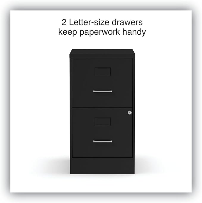Alera Soho Vertical File Cabinet, 2 Drawers: File/File, Letter, Black, 14" X 18" X 24.1"