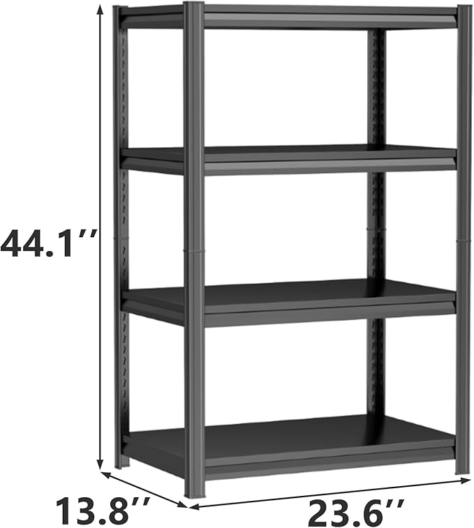 4-Tier Metal Garage Shelving Heavy Duty Adjustable Storage Shelves 2000lbs Capacity Steel Shelving Units Tool Rack Corner Shelf for Heavy Equipment and Tools (23.6" W × 13.8" D × 44.1" H)