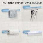 YeeBeny Blue Paper Towel Holder - Self Adhesive or Drilling, Under Cabinet Blue Paper Towel Rack, Wall Mounted Roll Holder for Kitchen