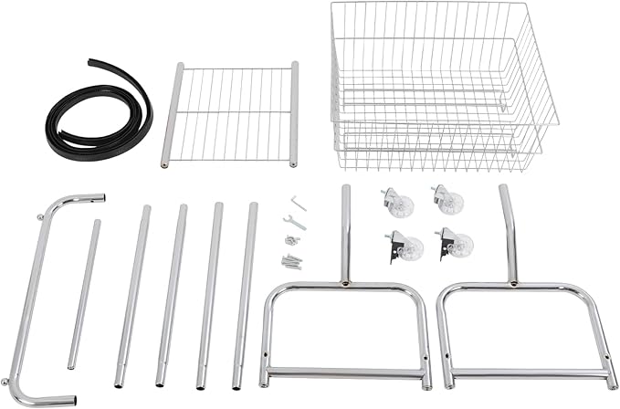 70"H Laundry Cart, Rolling Laundry Basket with Hanging Rack & Wheels, Metal Steel Wire Clothes Hamper with Storage Shelf for Homes, Hotels, Bathrooms & Commercial Laundry, 110lbs Capacity(D)
