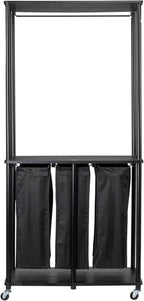 Household Essentials 3-Bag Laundry Center, Smooth Laminate Shelving, Sturdy Steel Frame