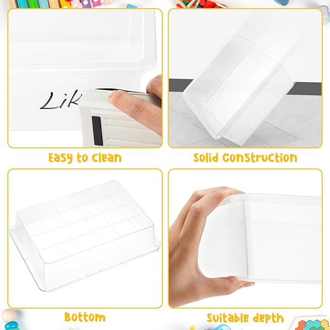 Hoteam 10 Pcs Flat Storage Organizer Tray Bin Letter Size Paper Tray for Classroom Plastic Stackable File Organizer for School Office Teacher Book Organization（ Clear, 13.78 x 9.84 x 3.15 Inch）