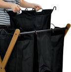 Oceanstar XBS1484 Bamboo 3-Bag Laundry Sorter Black, 29.75 in. H x 19.10 in. W x 27 in.