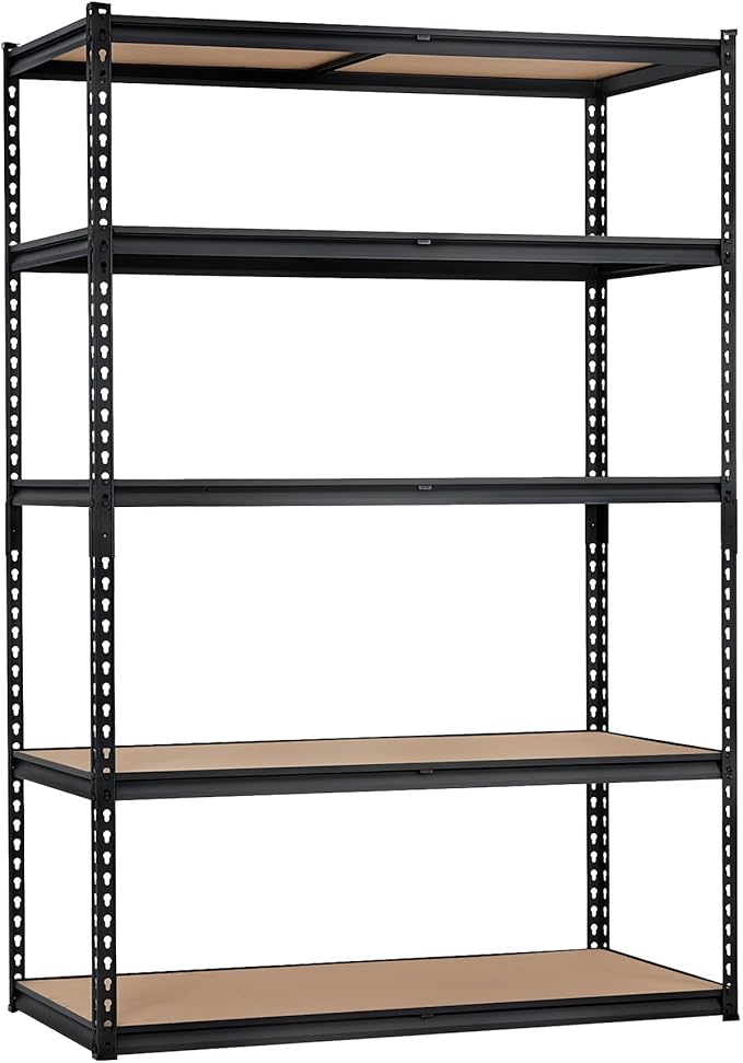 Heavy Duty Garage Storage Shelves, 5-Tier Adjustable Metal Shelving Unit, Up to 2500 Lb Capacity, 48" l x 18" w x 72" h Storage Rack for Kitchen, Pantry, Basement, Bathroom & Laundry