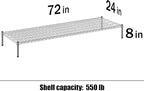 24" Deep x 72" Wide x 8" Height Wire Shelving Kit | 1-Tier | NSF Commercial Storage Rack Unit