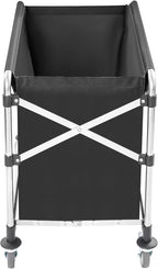Commercial Laundry Cart with Wheels | Large Laundry Basket with Wheels | Foldable Laundry Hamper | Laundry Sorter for Clothes Storage | Ox Cloth | 440 lbs Load | 34.25x20.47x30.7in (Black)