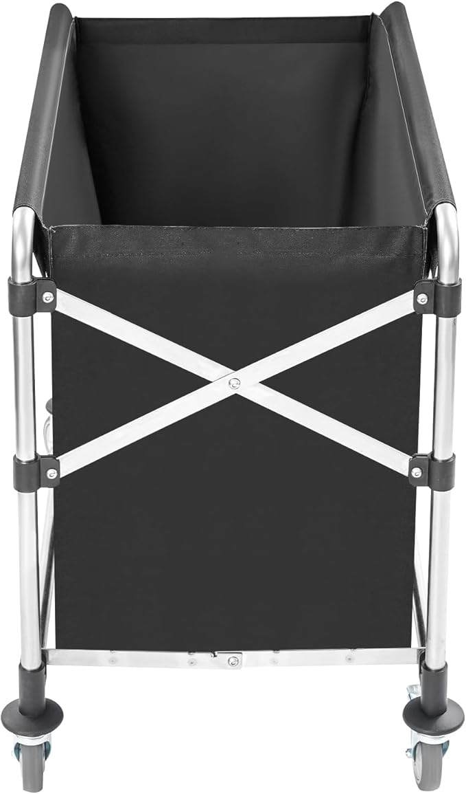 Commercial Laundry Cart with Wheels | Large Laundry Basket with Wheels | Foldable Laundry Hamper | Laundry Sorter for Clothes Storage | Ox Cloth | 440 lbs Load | 34.25x20.47x30.7in (Black)