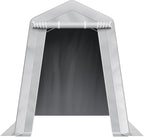 VEVOR 6x8x7 FT Heavy-Duty Portable Outdoor Storage Shed Tent, Waterproof Carport Garage Shelter with Roll-Up Zipper Door & Vents, UV-Resistant Canopy for Motorcycle, Bike, Lawn Mower, Tools, Gray