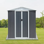 Heavy-Duty Outdoor Garden Shed with Aluminum Alloy Frame, Hinged Door, and Stable Foundation for Secure Storage (6x4 Feet Grey with Metal Base)