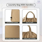 LFH Home Large Premium Cotton Canvas Laundry Bag with Drawstring and Handles Heavy Duty, Multi-Use, and Washable for Home, Travel, College or Storage 24x36 (Pack of 2)-Beige