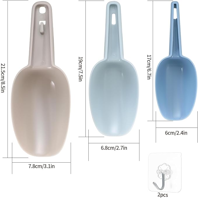 3 Pcs Ice Scoop for Freezer, Plastic Ice Scoop, Scoopers for Freezer, Kitchen Ice Scoopers for Bucket for Canisters, Plastic Scoops for Dry Goods Candy Buffet Bar Popcorn Flour Scoops small scoop
