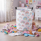 Baby Laundry Basket Baby Nursery Hamper Kids Laundry Basket Toy Storage Bin for Boys Room Decor Gift Baskets for Bedroom Bathroom(Blue Rainbow)