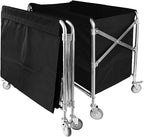 Commercial Laundry Cart with Wheels Collapsible Laundry Cart (400L), 12 Bushel Heavy Duty Industrial Rolling Baskets Trucks with Steel Frame and Waterproof Oxford Cloth, 300 Lbs Weight Capacity