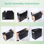 Collapsible File Organizer Box with Handle,12.20x5.11x9.84Inches, Filing Organizer for Home or Office, Small Portable File Box(6 Packs, Black)