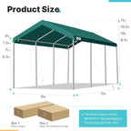 ADVANCE OUTDOOR 10x20 ft Heavy Duty Carport, Adjustable Height Garage Car Canopy Party Tent Boat Shelter, Green