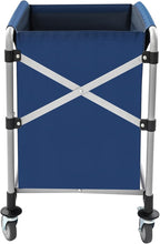 Commercial Laundry Cart with Wheels, 220LBS Capacity Heavy Duty Rolling Laundry Sorter with Steel Frame and Waterproof Oxford Cloth, Folding Laundry Hamper with Removable Bag for Home & Hotel (Blue)