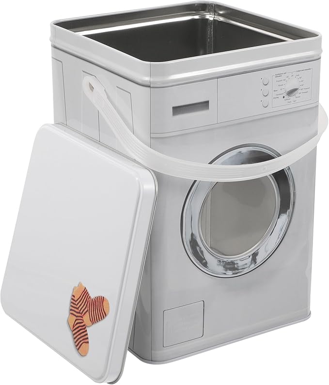 VILLCASE Washing Machine Shaped Laundry Powder Container Portable Storage Barrel with Handle for Laundry Beads Detergent Organizer 8.77X5.98X5.98 Inch