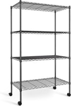 Simple Deluxe Heavy Duty 4-Tier Storage Shelving Unit, 35.83" W x 13.98" D x 55.91" H, 1000 Lbs Loading Capacity, Black