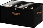 StorageWorks Shoe Organizer for Closet, Fits up to 24 Pairs, Shoe Cubby Storage Containers with Adjustable Dividers and Clear Cover, Black