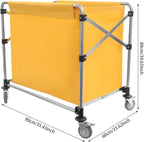 Commercial Laundry Cart with Wheels,Folding Laundry Hamper Cart,Heavy Duty Rolling Laundry Basket with Large Capacity,Laundry Sorter Trolley for Home Hotel Apartment (Yellow, 35.43 * 23.62 * 34.65in)