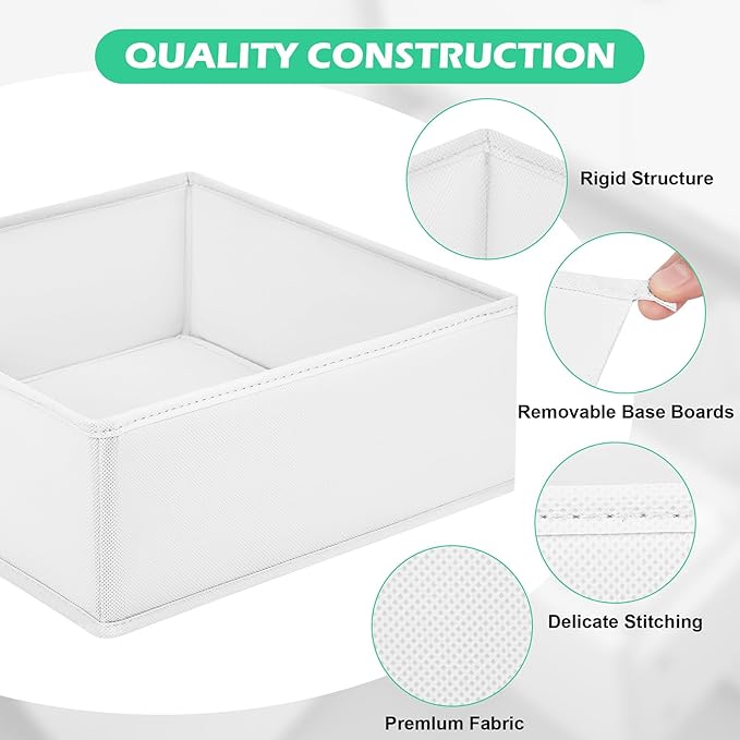 Drawer Clothing Organizer 16-Pack, White 3 Sizes Underwear Drawer Dividers, Fabric Folding Wardrobe Organizer, Can Store Baby Clothes, Bras, Underwear, Panties, Belts, Socks, Ties, etc.