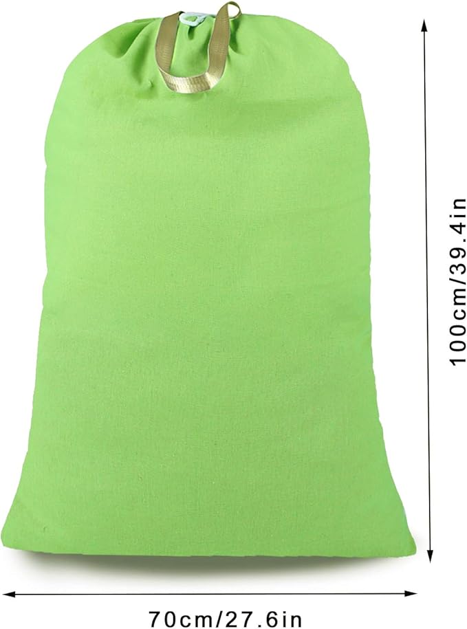 Heavy Duty Laundry Bag with Drawstring and Handle, Extra Large Travel Dirty Clothes Bag for Laundromat and Household, Durable Rip-Stop Laundry Hamper Liner, 28 x 40 Inch, Green