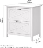 Bush Home Key West 2 Drawer Lateral File Cabinet in Pure White Oak, Document Storage for Home Office, Accent Chest with Drawers