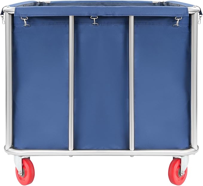 Commercial Laundry Cart with Wheels | Large Laundry Basket with Wheels | Laundry Hamper | Laundry Sorter for Clothes Storage | Ox Cloth | 260 lbs Load | 35.43x25.6x31.5in (Blue)