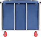 Commercial Laundry Cart with Wheels | Large Laundry Basket with Wheels | Laundry Hamper | Laundry Sorter for Clothes Storage | Ox Cloth | 260 lbs Load | 35.43x25.6x31.5in (Blue)