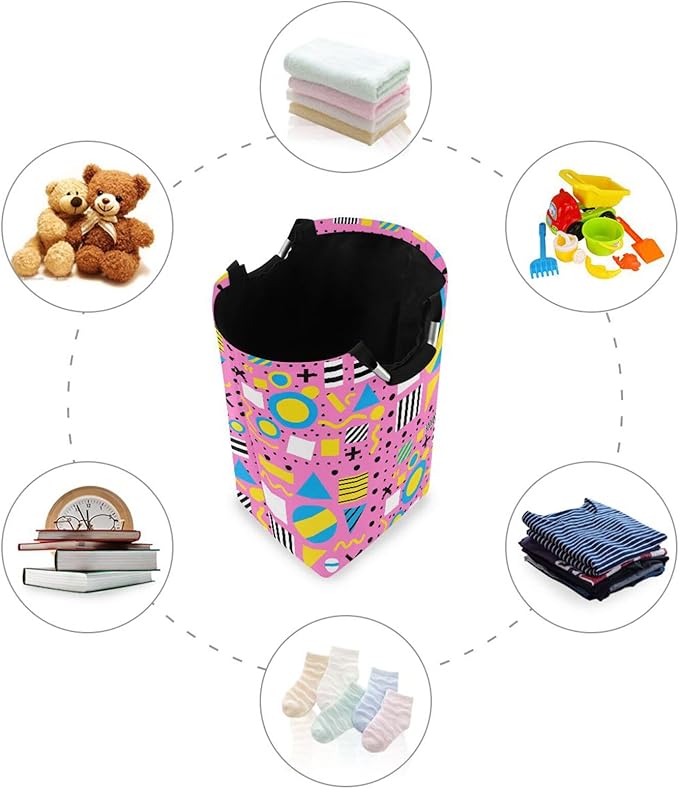 Memphis 80s 90s Laundry Basket for College Dorm,50L Collapsible Portable Laundry Hamper Storage Basket for Toys Clothes Organizer