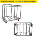 Laundry Cart Commercial,11.35 Bushel Large Industrial Rolling Laundry Hamper with 4 Inch Wheels,Home Heavy Duty Laundry Baskets with Stainless Steel Frame, 260 LBS Load
