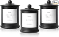 3 Pack Qtip Holder Dispenser, 16oz Bathroom Organizer and Storage Canisters, Glass Apothecary Jars with Lid - Home Decor, Room Decor Aesthetic (Black)