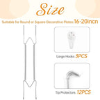 3 Pack Plate Hangers for The Wall, Suitable for 16-20 inch Art Plate, Stainless Steel Invisible Heavy Duty Wire Plate Holder with Wall Hooks, Plate Hangers for Displaying Plates, Platter, Dish, Silver