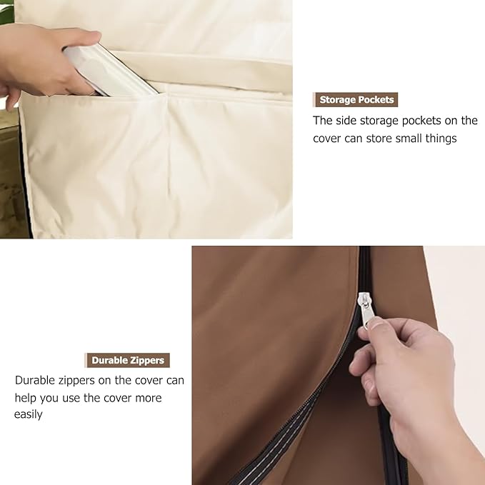 Wire Shelf Cover,600D Heavy Duty 100% Waterproof Shelf Covers for Wire Shelving,Outdoor Storage Shelves Cover for Metal Rack,60" W x 24" D x 72" H,Beige & Brown