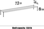 14" Deep x 72" Wide x 8" Height 1-Tier Wire Shelving Kit | NSF Commercial Storage Rack Unit