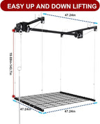 Garage Storage Lift,Overhead Garage Storage Rack,4x4 FT Ceiling Storage Racks for 10-12 FT, 250LBS Capacity All-Steel Construction with Safety Lock (4 * 4)